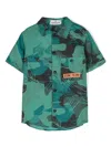 Stone Island Abstract-print Linen Shirt In Green