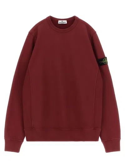 Stone Island Junior Badge Logo Crew Neck Sweatshirt In Red
