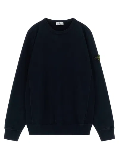 Stone Island Junior Badge Logo Crew Neck Sweatshirt In Blue