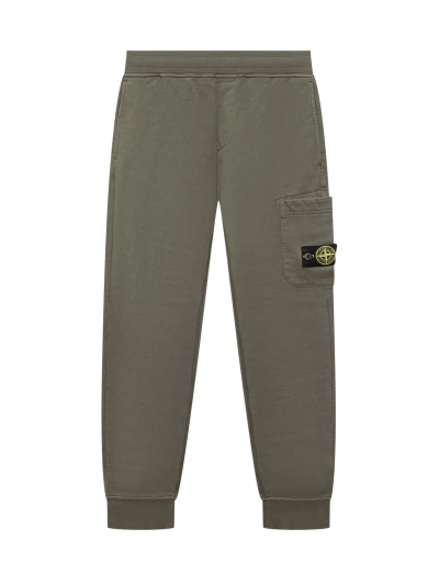 Stone Island Kids' Badge Pants In Olive