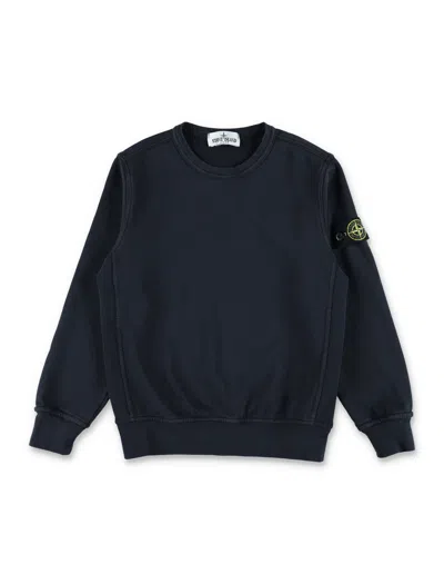 Stone Island Junior Basic Crewneck Sweatshirt For Boys In Blue