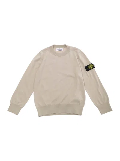Stone Island Kids' Beige T-shirt With Round Neck And Logo Patch On The Sleeve I Cotton Boy