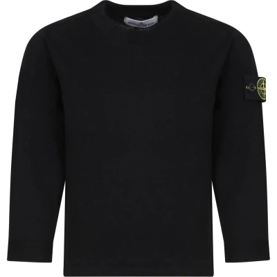 STONE ISLAND JUNIOR BLACK SWEATER FOR BABY BOY WITH COMPASS