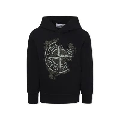 STONE ISLAND BLACK SWEATSHIRT FOR BOY WITH COMPASS