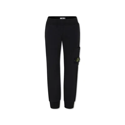 Stone Island Junior Kids' Black Trousers For Boy With Compass