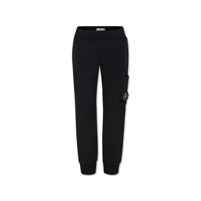 Stone Island Kids' Black Trousers For Boy With Compass