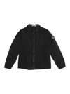 Stone Island Black Zip-up Shirt With Logo Patch In Cotton Boy In Black
