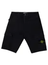 Stone Island Blue Bermuda Shorts With Logo Patch In Stretch Cotton Boy In Navy