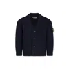 Stone Island Blue Cardigan For Boy With Compass In Blue