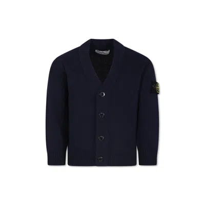 Stone Island Kids' Blue Cardigan For Boy With Compass