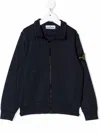 Stone Island Blue Cotton Hoodie With Logo In Blu