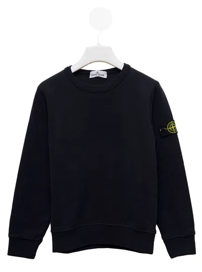 STONE ISLAND BLUE COTTON SWEATER WITH LOGO STONE ISLAND KIDS BOY