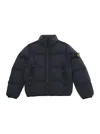 Stone Island Blue Down Jacket With Logo Patch In Polyamide Boy In Blu