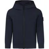 Stone Island Blue Jacket For Boy With Compass In Blue