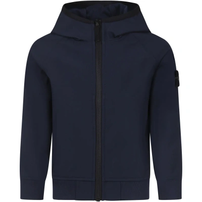 Stone Island Junior Kids' Blue Jacket For Boy With Compass In Navy Blue