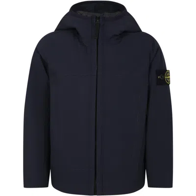 Stone Island Kids' Blue Jacket For Boy With Compass In Navy Blue