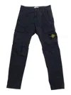 Stone Island Blue Pants With Elastic Waist And Logo Patch On The Pocket In Cotton Stretch Boy In Blu