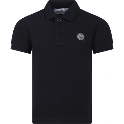 Stone Island Junior Kids' Blue Polo Shirt For Boy With Logo In Navy Blue