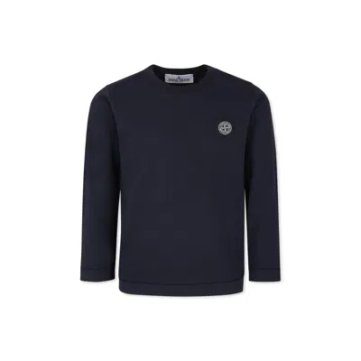 Stone Island Junior Kids' Blue T-shirt For Boy With Iconic Compass