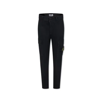 Stone Island Kids' Blue Trousers For Boy With Compass