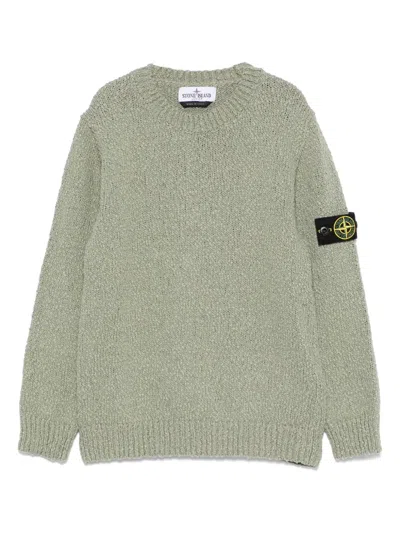 Stone Island Kids' Bouclé-design Sweater In Green
