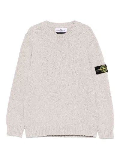 Stone Island Kids' Bouclé-design Sweater In Neutrals