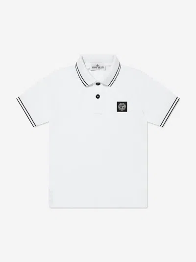 Stone Island Junior Boys Compass Logo Polo Shirt In White