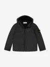 Stone Island Junior Boys Hooded Zip Up Jacket In Black