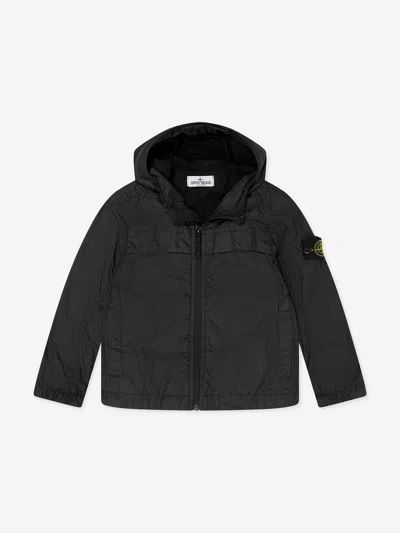 Stone Island Kids'  Junior Boys Hooded Zip Up Jacket In Black
