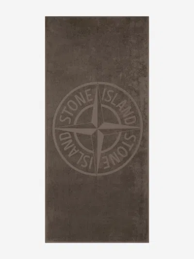 Stone Island Junior Boys Logo Beach Towel In Brown