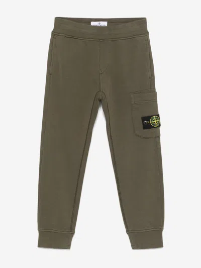 Stone Island Kids'  Junior Boys Logo Joggers In Green