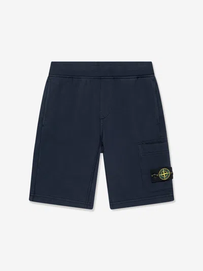 Stone Island Junior Boys Logo Pocket Shorts In Blue