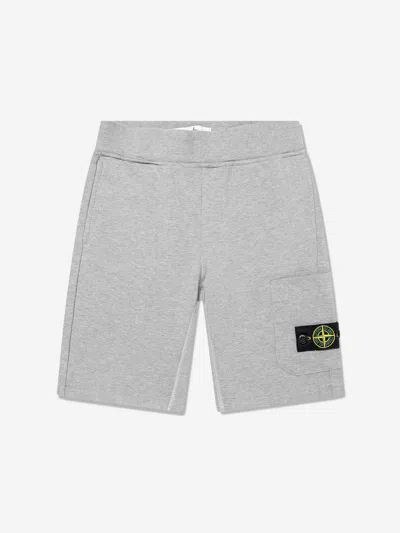 Stone Island Junior Boys Logo Pocket Shorts In Grey