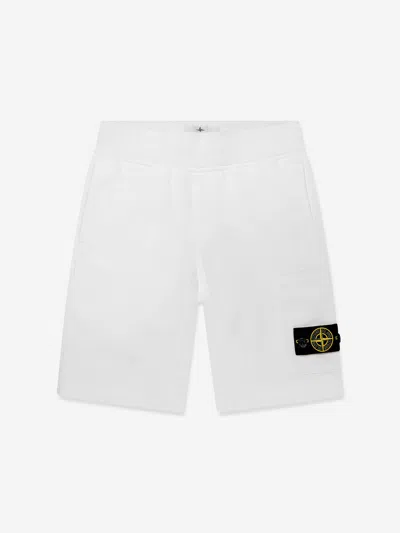Stone Island Junior Boys Logo Pocket Shorts In White