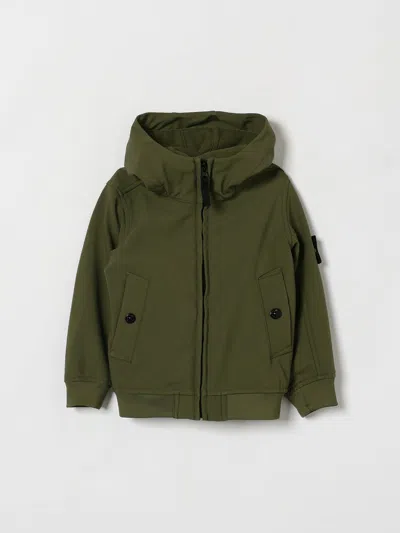 Stone Island Kids'  Junior Boys' Softshell Hooded Lightweight Jacket With Logo Patch In Green