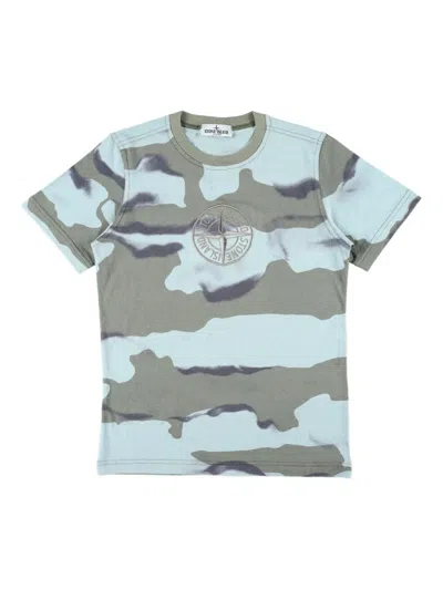 Stone Island Camouflage-print T-shirt In Blue