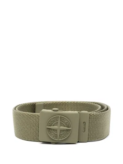 Stone Island Junior Kids' Canvas Belt In Green