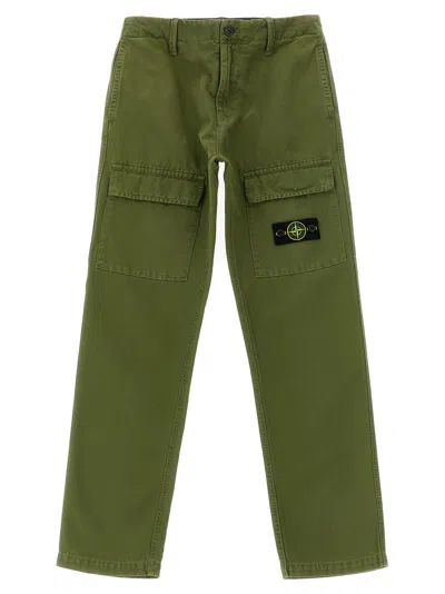 Stone Island Junior Canvas Cargo Cargo Pants In Olive Green