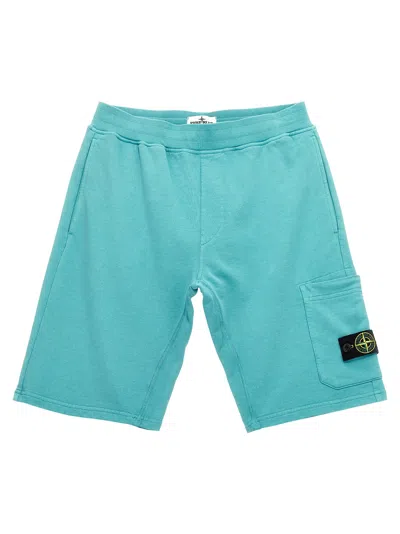 Stone Island Junior Cargo Badge Logo Bermuda Shorts In Blue