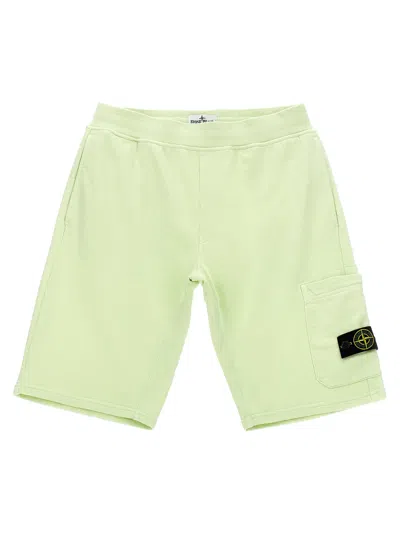 Stone Island Kids' Cargo Badge Logo Bermuda Shorts In Green