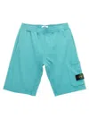 Stone Island Cargo Badge Logo Bermuda Shorts In Light Blue