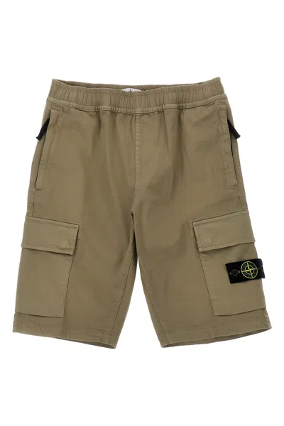 Stone Island Kids'  Junior Cargo Bermuda Shorts In Green