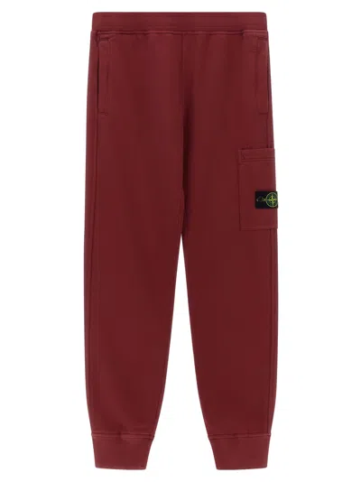 Stone Island Junior Cargo Joggers With Badge Logo Joggers In Burgundy