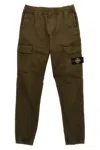 Stone Island Green Pants With Logo Patch On The Front In Cotton Stretch Boy In Green