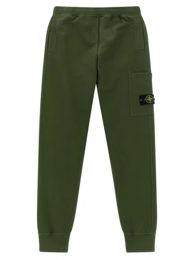 Stone Island Junior Cargo Pocket With Badge Logo Joggers In Green