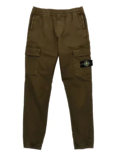 Stone Island Junior Kids' Cargo Trousers In Green