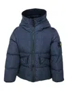 Stone Island Down Jacket In Real Goose Down With Hood In Nylon Metal Econyl In Regenerated Yarns.  Ba In Blue