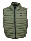 Stone Island 100 Gram Padded Sleeveless Down Vest Made Of Recycled Crisp Nylon. Zip Closure And Logo On The Chest In Green