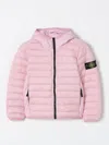 Stone Island Kids' Compass-badge Puffer Jacket In Pink