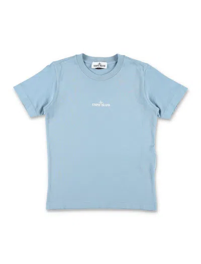 Stone Island Junior Comfort T-shirt With Iconic Logo In Dust Blue